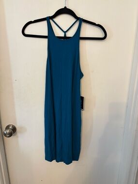 Express Teal Sleeveless Midi Dress with Strappy Back